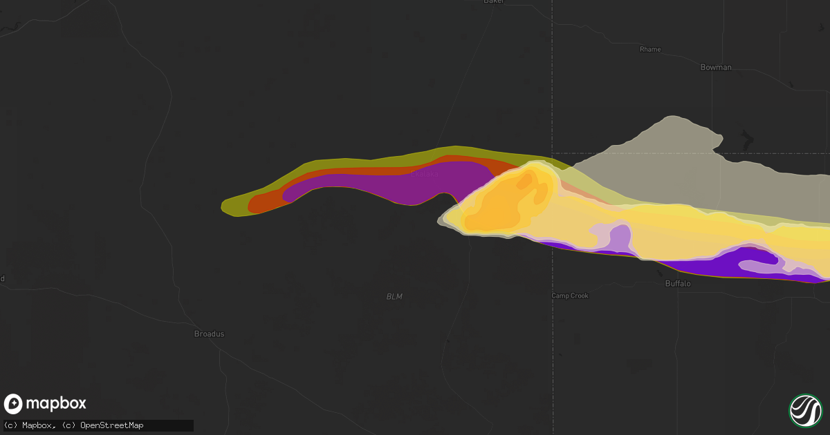 Hail map in Ekalaka, MT on June 20, 2025