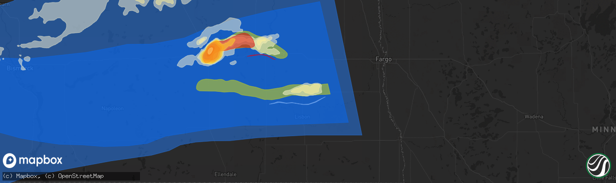Hail map in Enderlin, ND on June 20, 2025