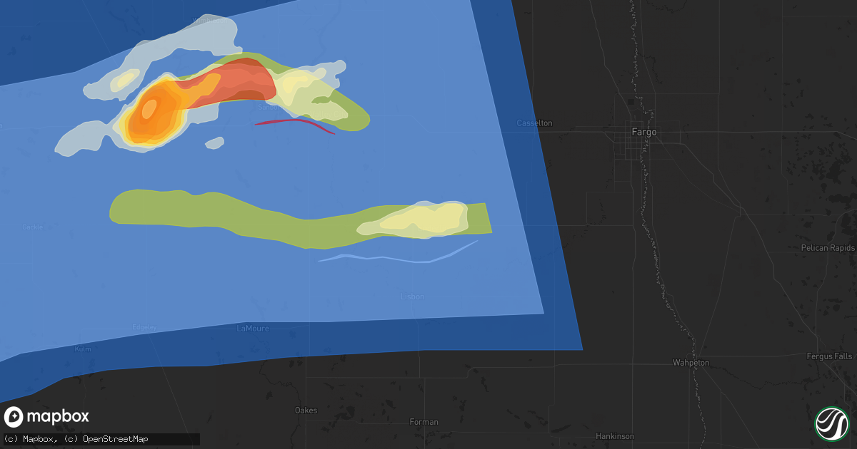 Hail map in Enderlin, ND on June 20, 2025