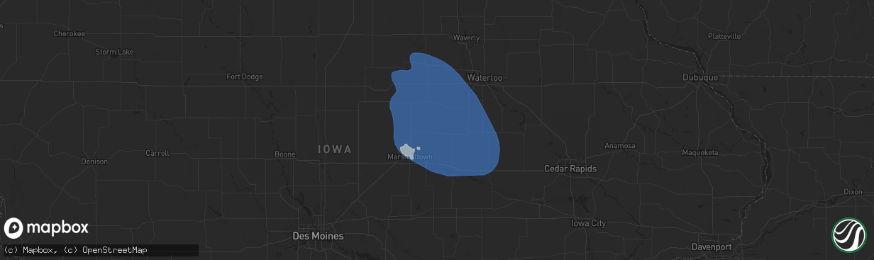 Hail map in Gladbrook, IA on June 20, 2025