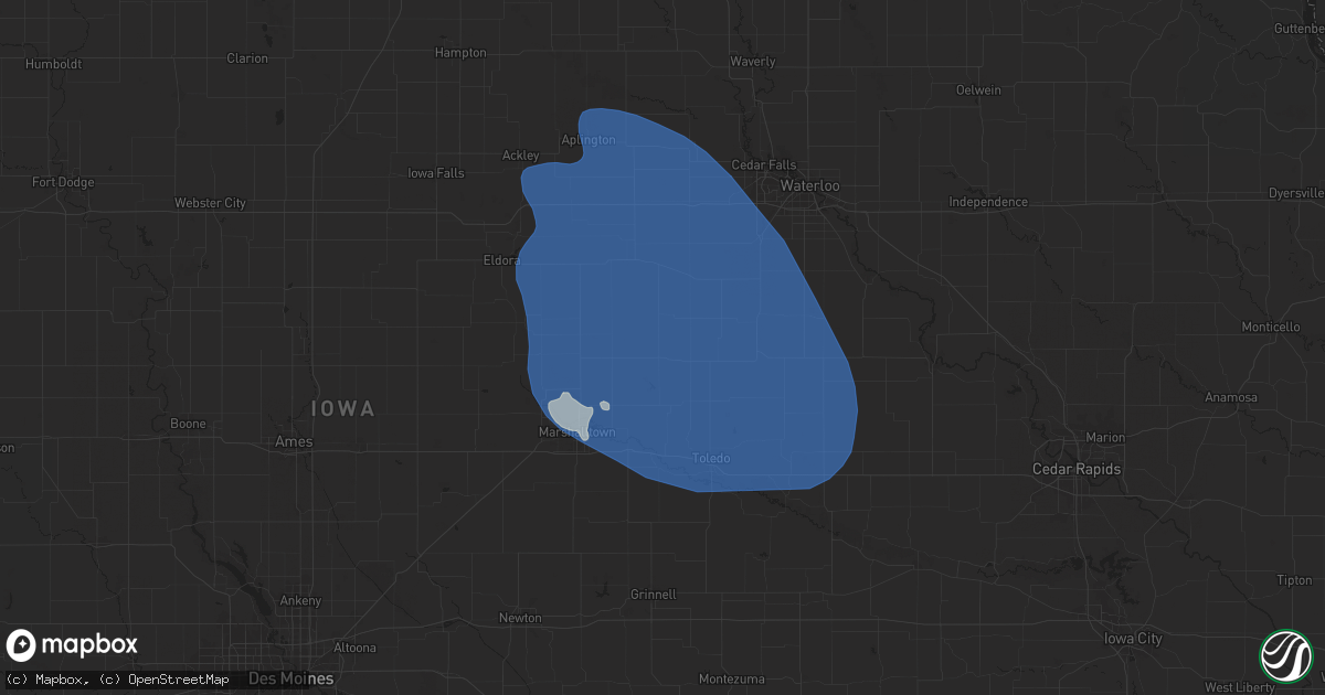 Hail map in Gladbrook, IA on June 20, 2025