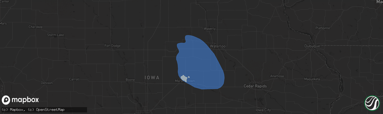 Hail map in Grundy Center, IA on June 20, 2025