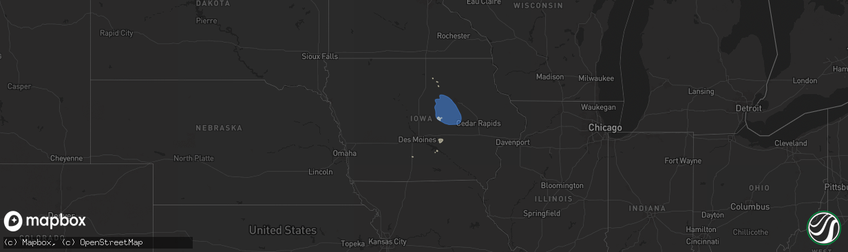 Hail map in Iowa on June 20, 2025