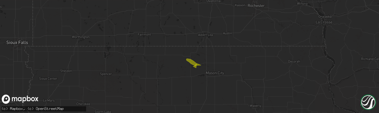 Hail map in Leland, IA on June 20, 2025