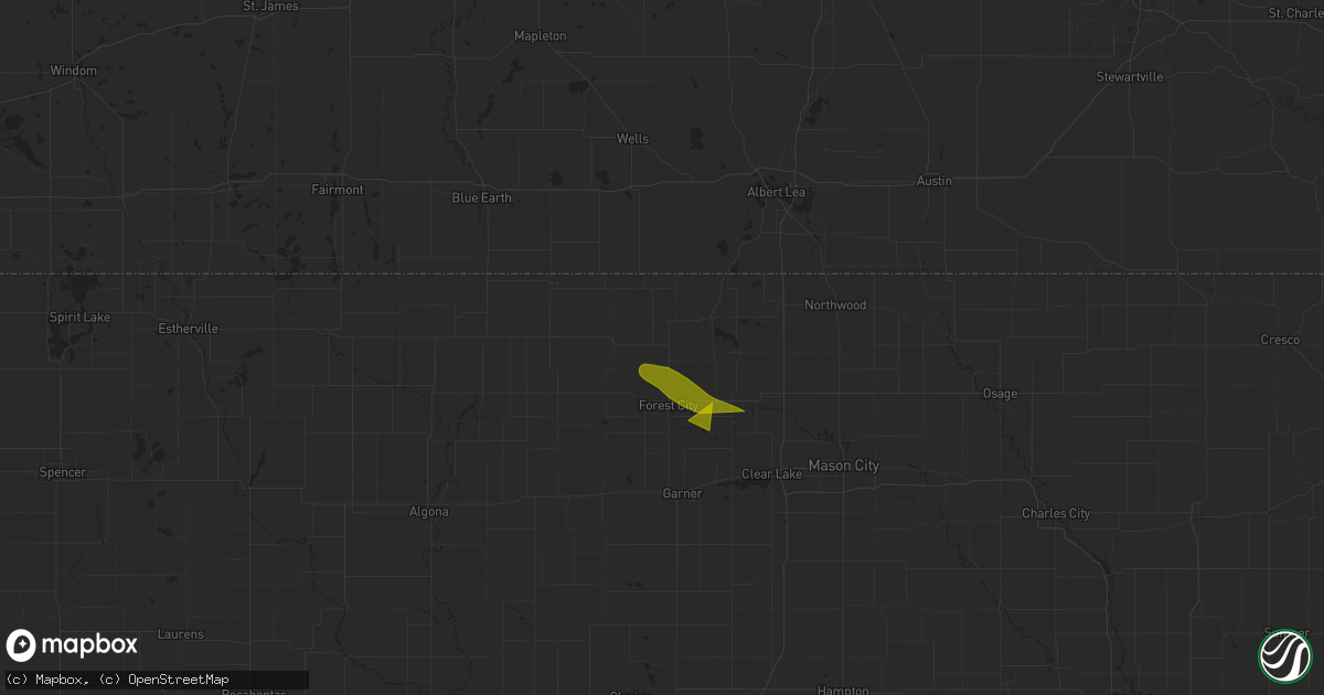 Hail map in Leland, IA on June 20, 2025