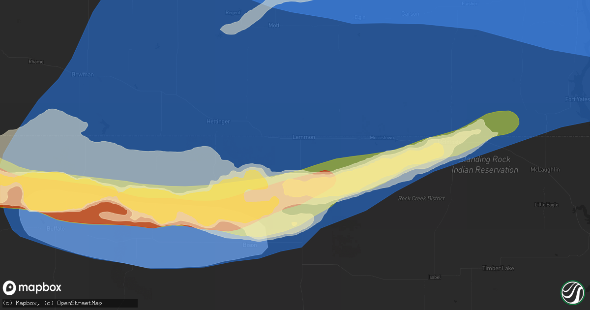 Hail map in Lemmon, SD on June 20, 2025