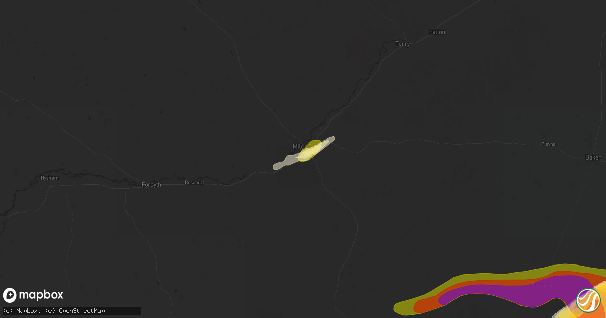 Hail map in Miles City, MT on June 20, 2025