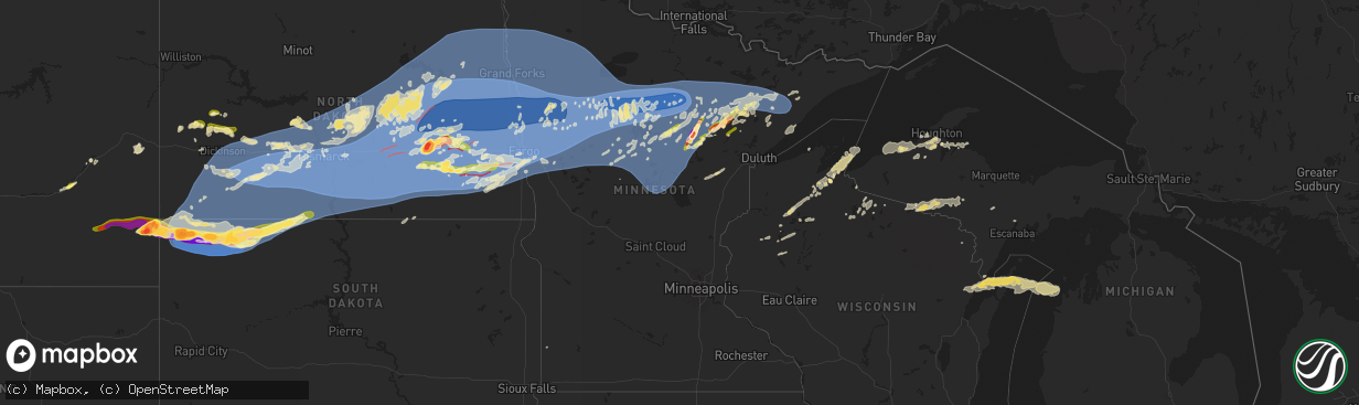 Hail map in Minnesota on June 20, 2025