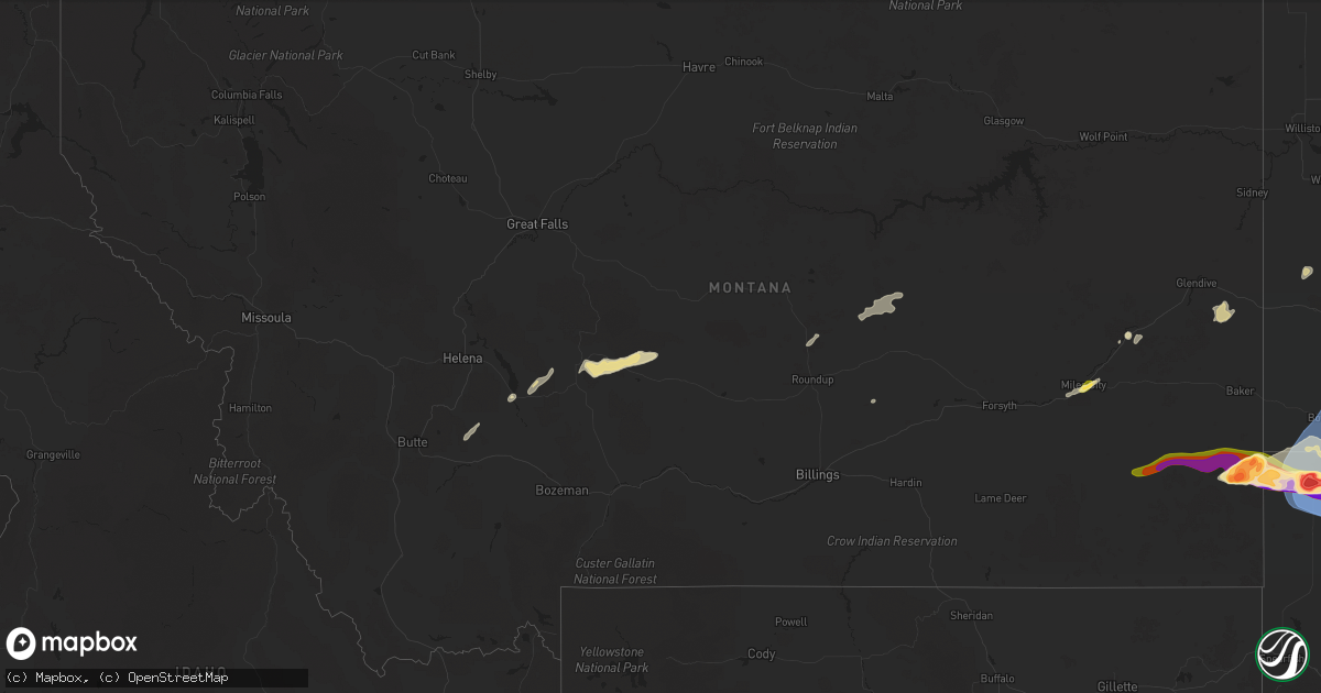 Hail map in Montana on June 20, 2025