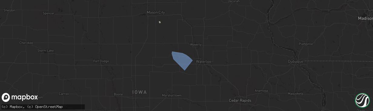 Hail map in New Hartford, IA on June 20, 2025