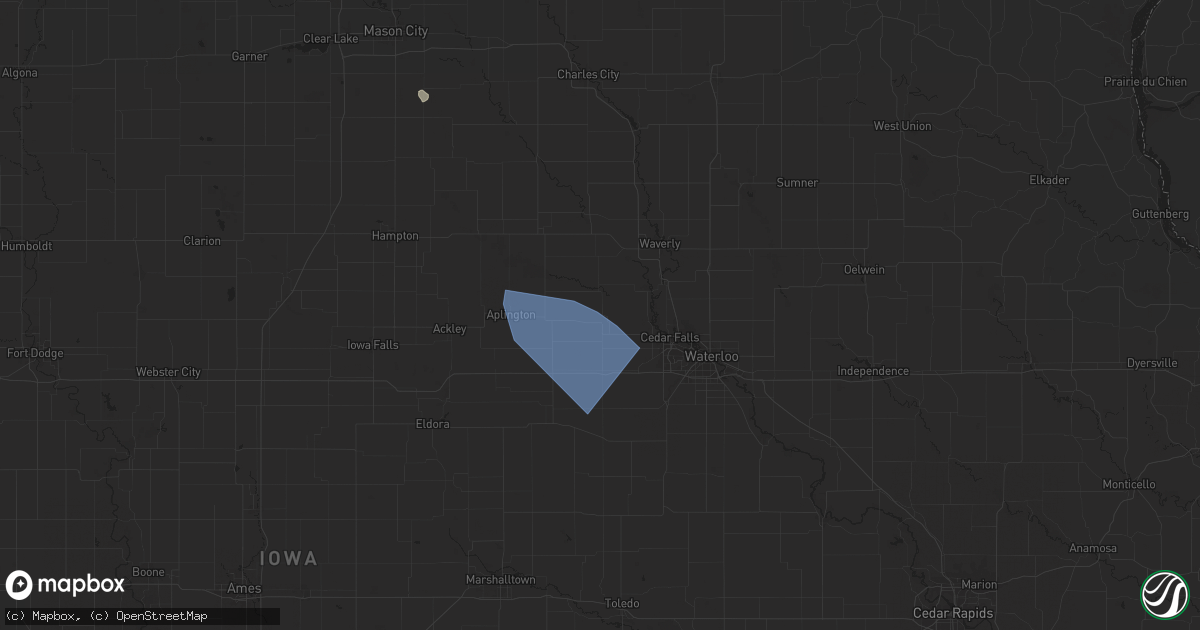 Hail map in New Hartford, IA on June 20, 2025