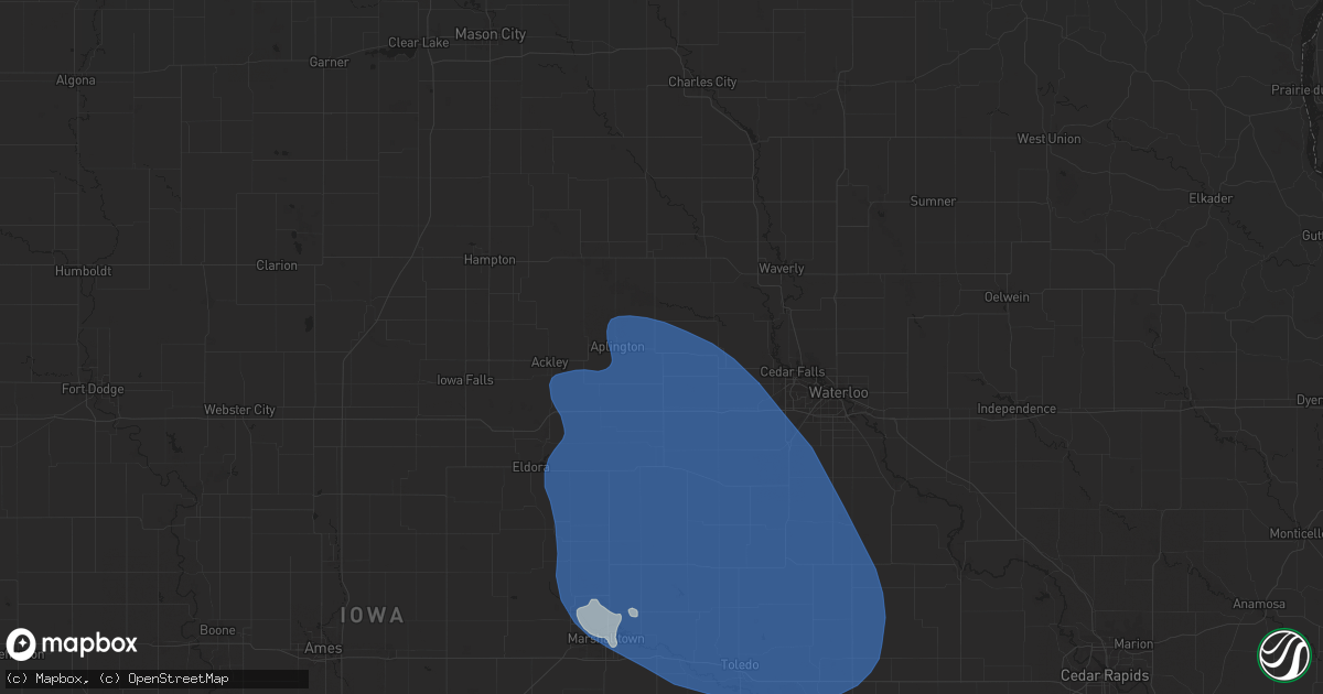 Hail map in Parkersburg, IA on June 20, 2025