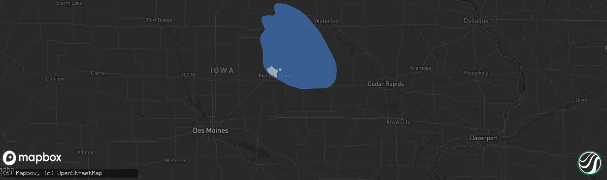 Hail map in Tama, IA on June 20, 2025