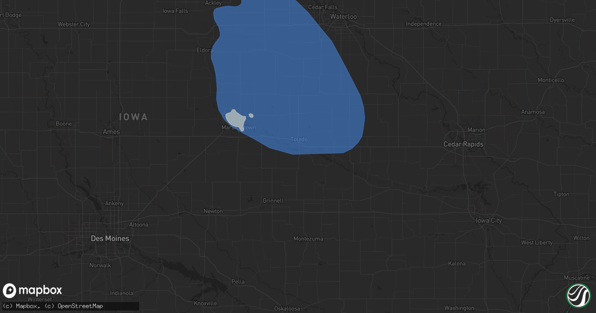 Hail map in Tama, IA on June 20, 2025