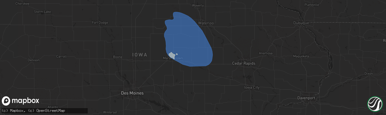 Hail map in Toledo, IA on June 20, 2025