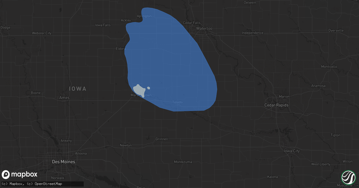 Hail map in Toledo, IA on June 20, 2025