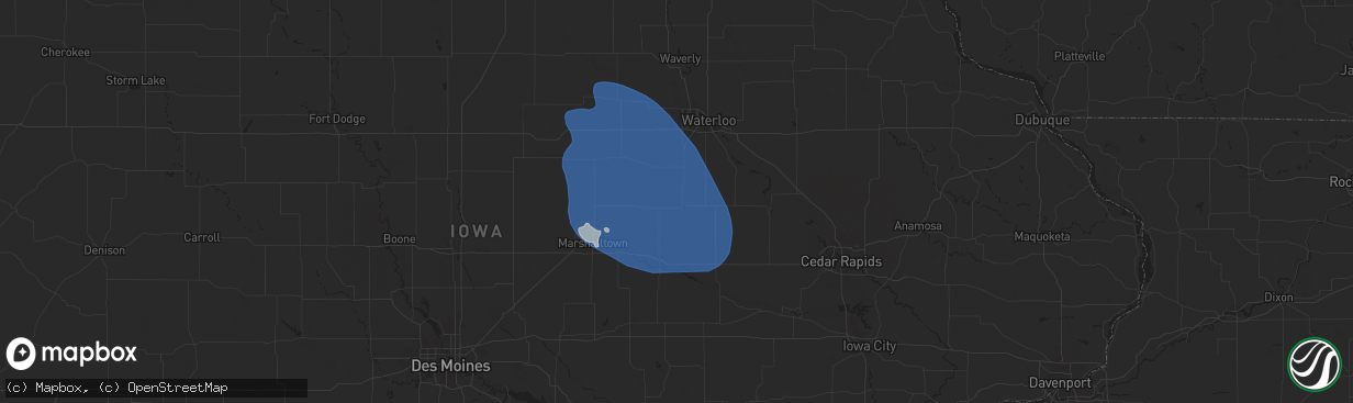 Hail map in Traer, IA on June 20, 2025