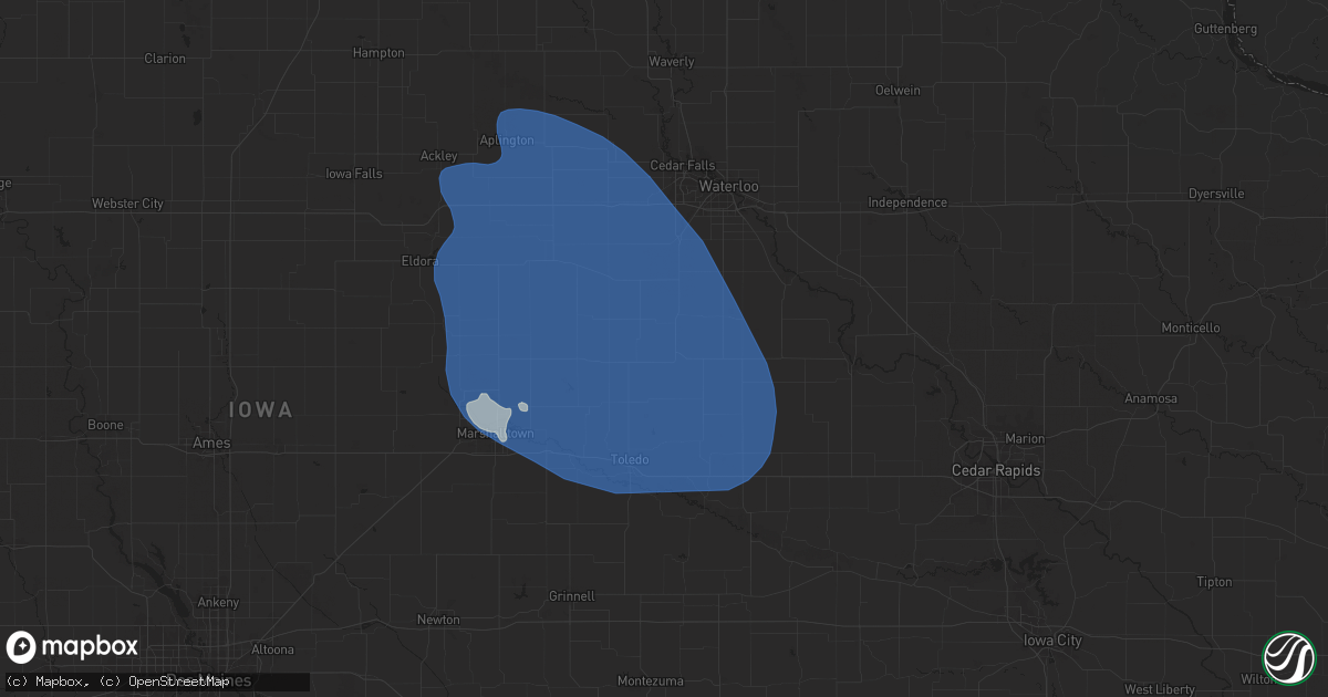 Hail map in Traer, IA on June 20, 2025