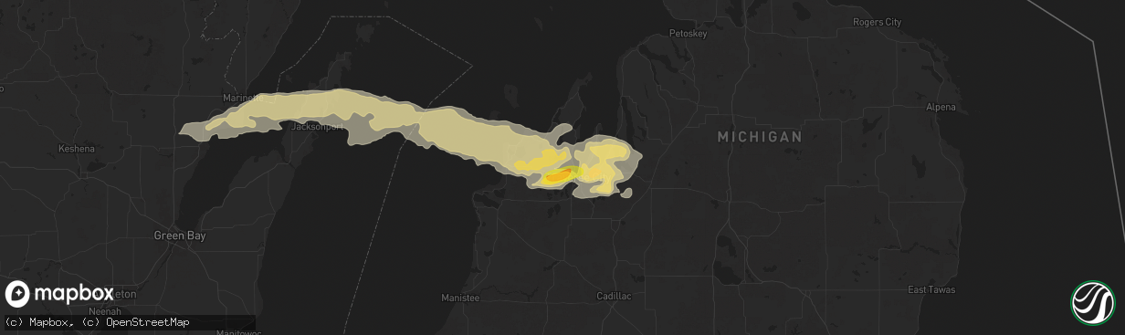 Hail map in Traverse City, MI on June 20, 2025
