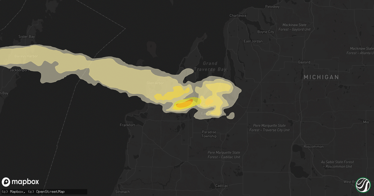Hail map in Traverse City, MI on June 20, 2025