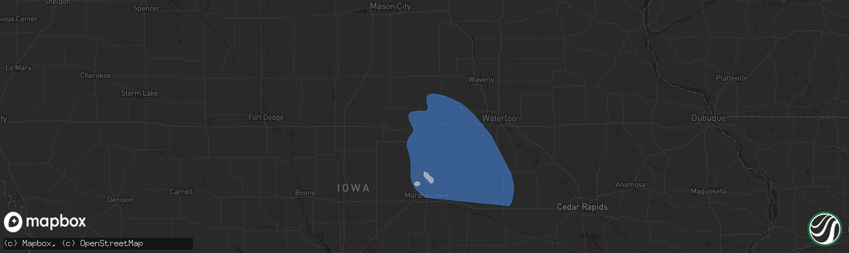 Hail map in Wellsburg, IA on June 20, 2025