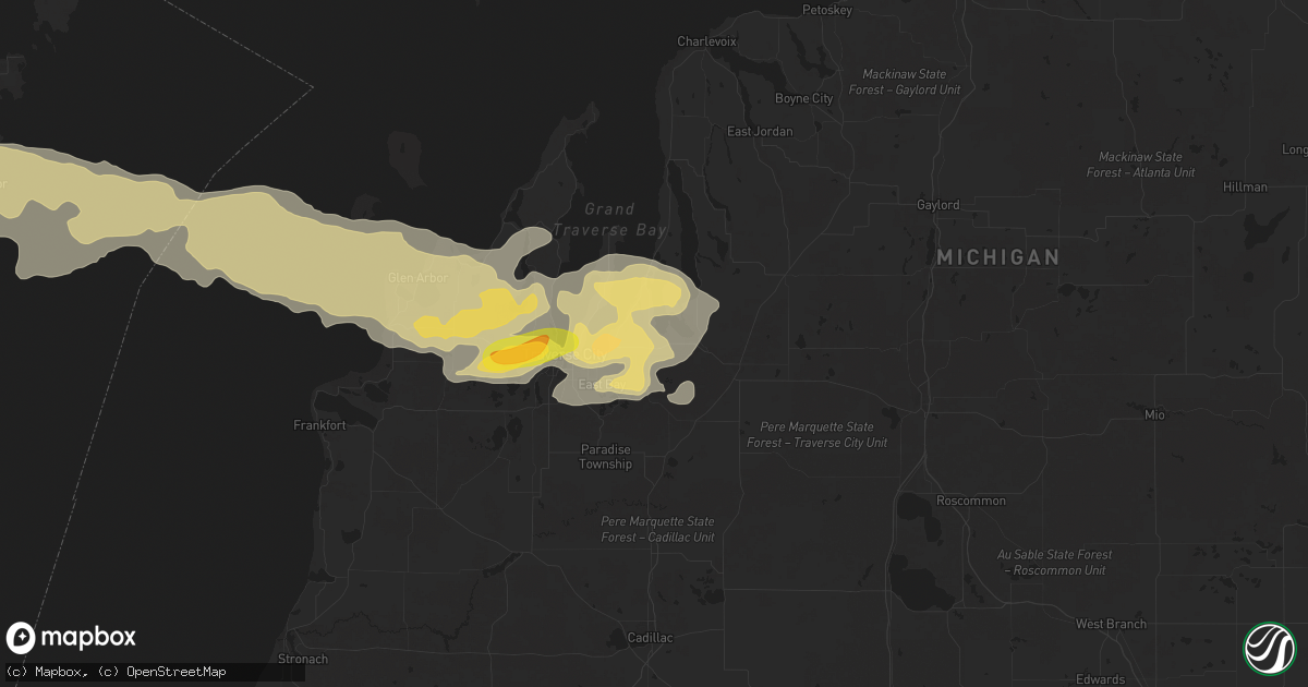 Hail map in Williamsburg, MI on June 20, 2025