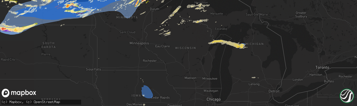 Hail map in Wisconsin on June 20, 2025