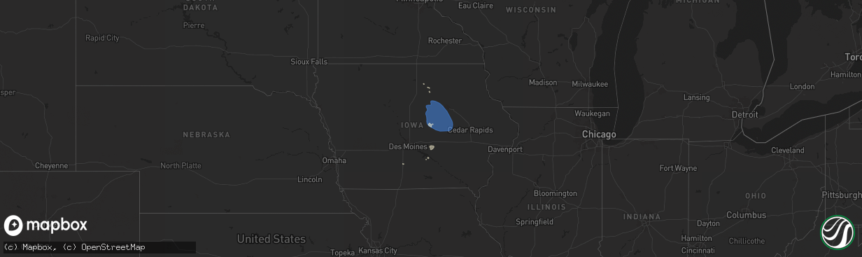 Hail map on June 20, 2025