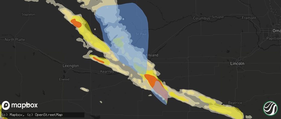 Hail map in Alda, NE on June 20, 2026