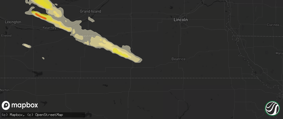 Hail map in Alexandria, NE on June 20, 2026