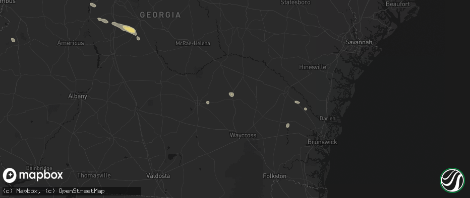 Hail map in Alma, GA on June 20, 2026