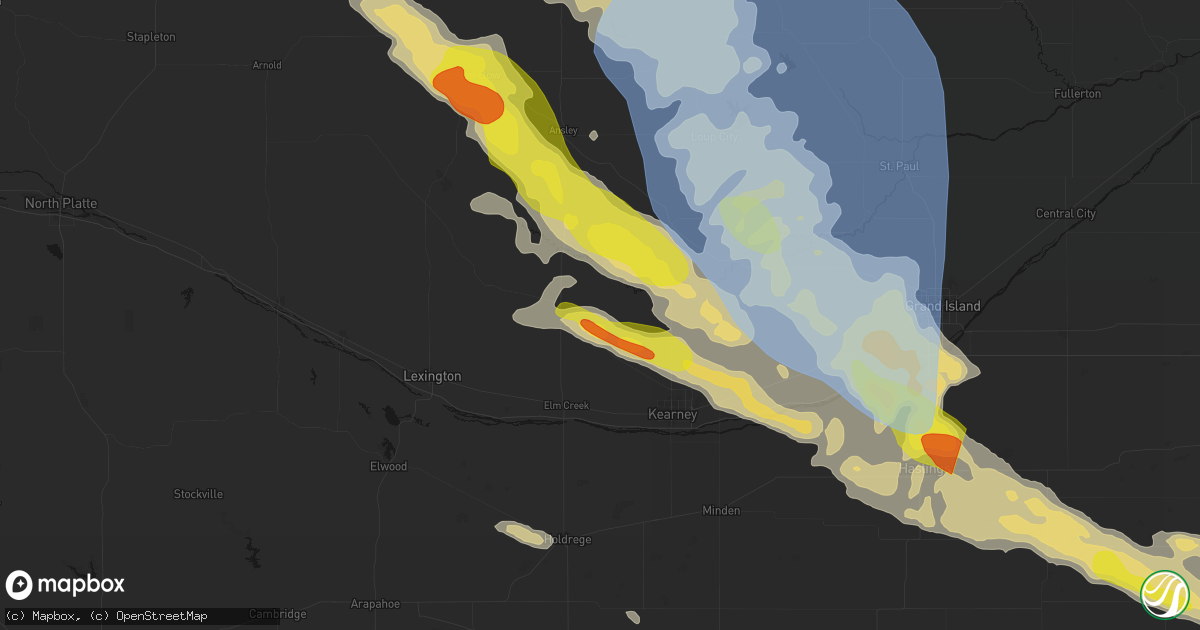 Hail map in Amherst, NE on June 20, 2026