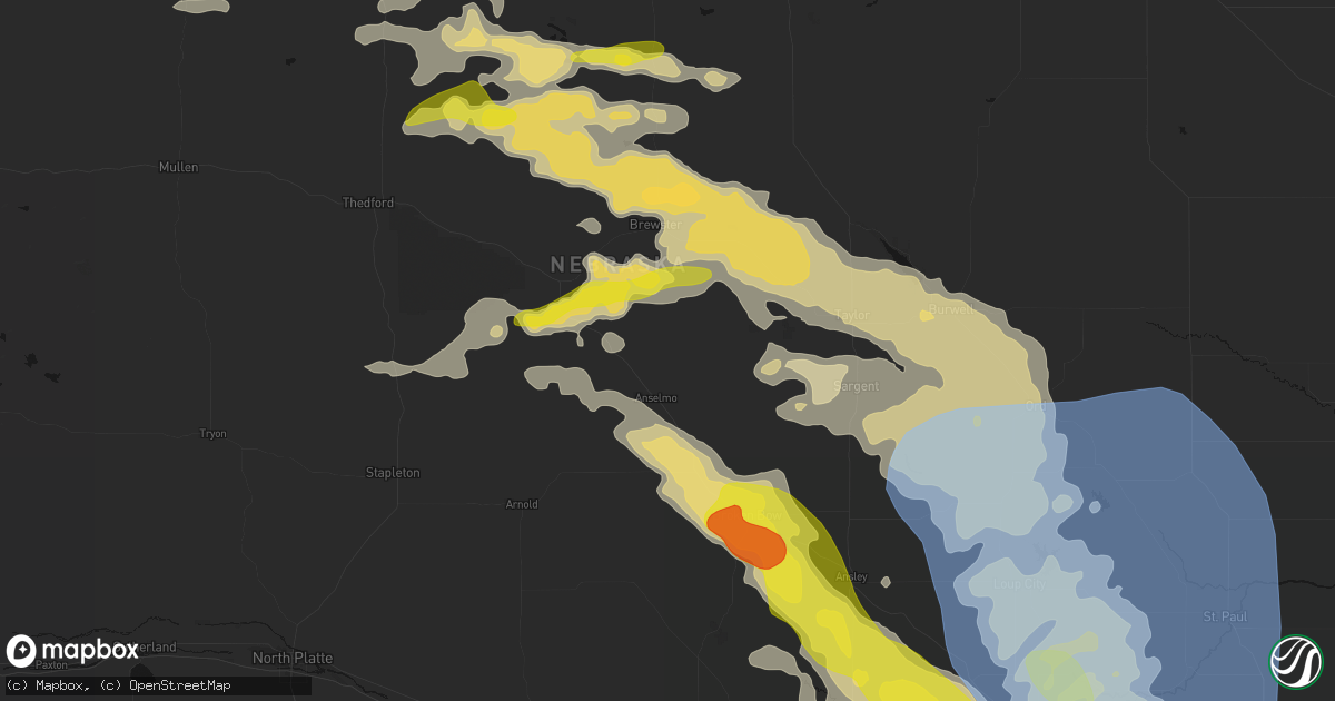 Hail map in Anselmo, NE on June 20, 2026