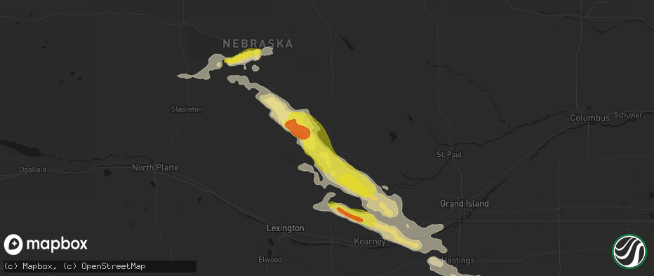 Hail map in Ansley, NE on June 20, 2026