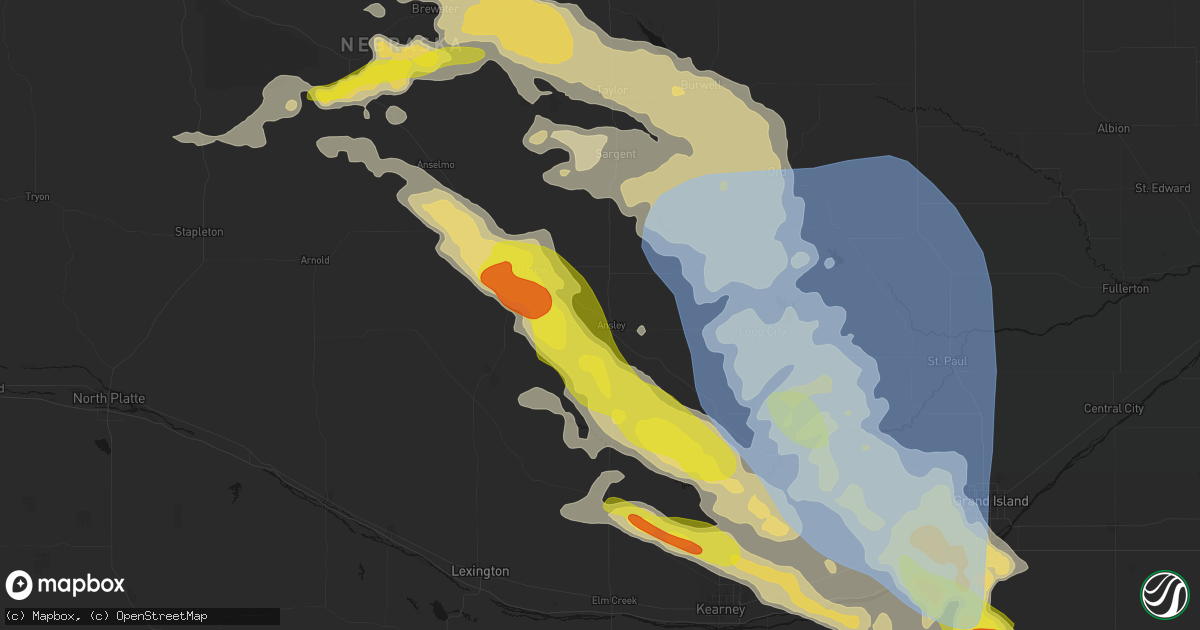 Hail map in Ansley, NE on June 20, 2026