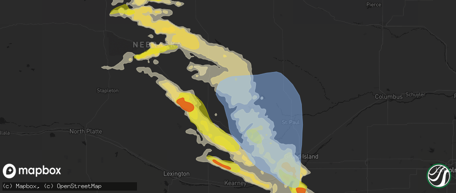 Hail map in Arcadia, NE on June 20, 2026