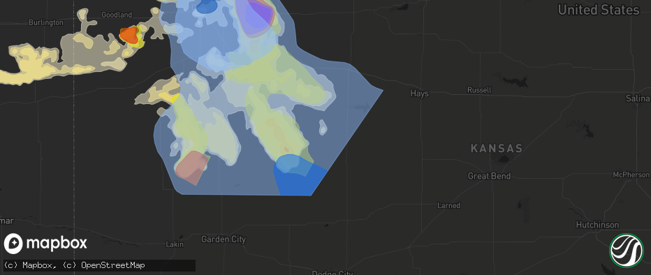 Hail map in Arnold, KS on June 20, 2026