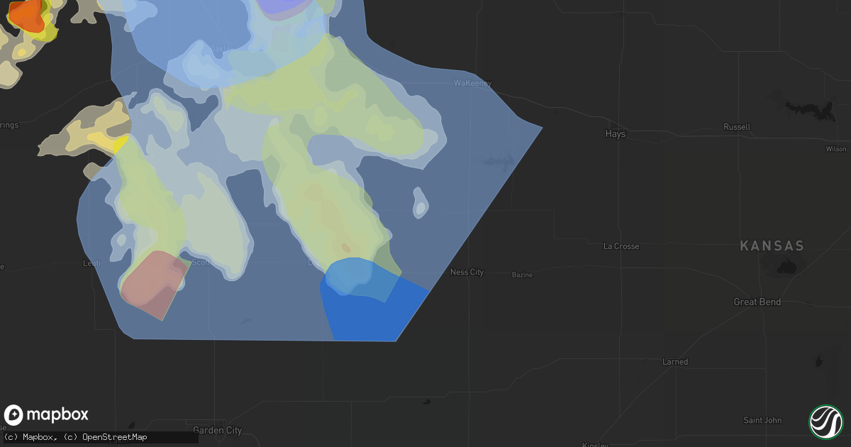 Hail map in Arnold, KS on June 20, 2026