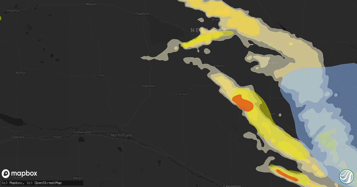 Hail map in Arnold, NE on June 20, 2026