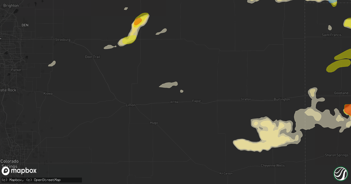 Hail map in Arriba, CO on June 20, 2026