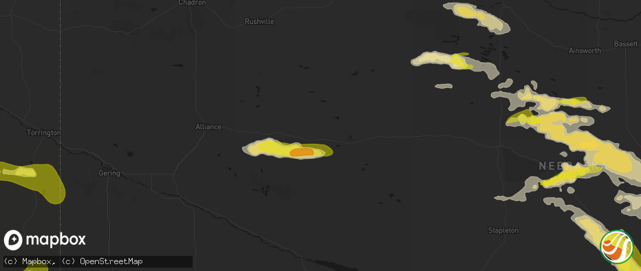 Hail map in Ashby, NE on June 20, 2026
