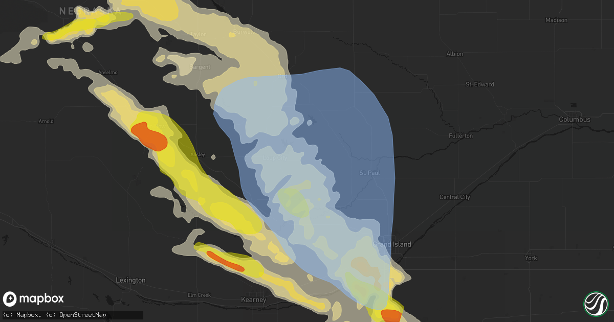 Hail map in Ashton, NE on June 20, 2026