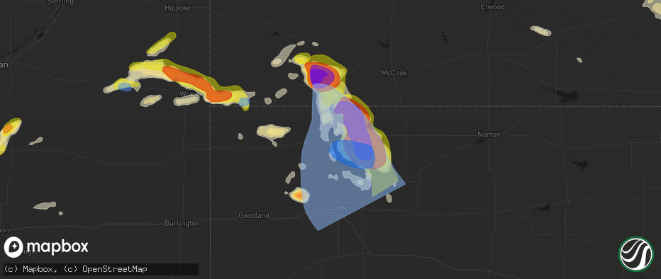 Hail map in Atwood, KS on June 20, 2026