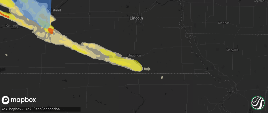 Hail map in Beatrice, NE on June 20, 2026