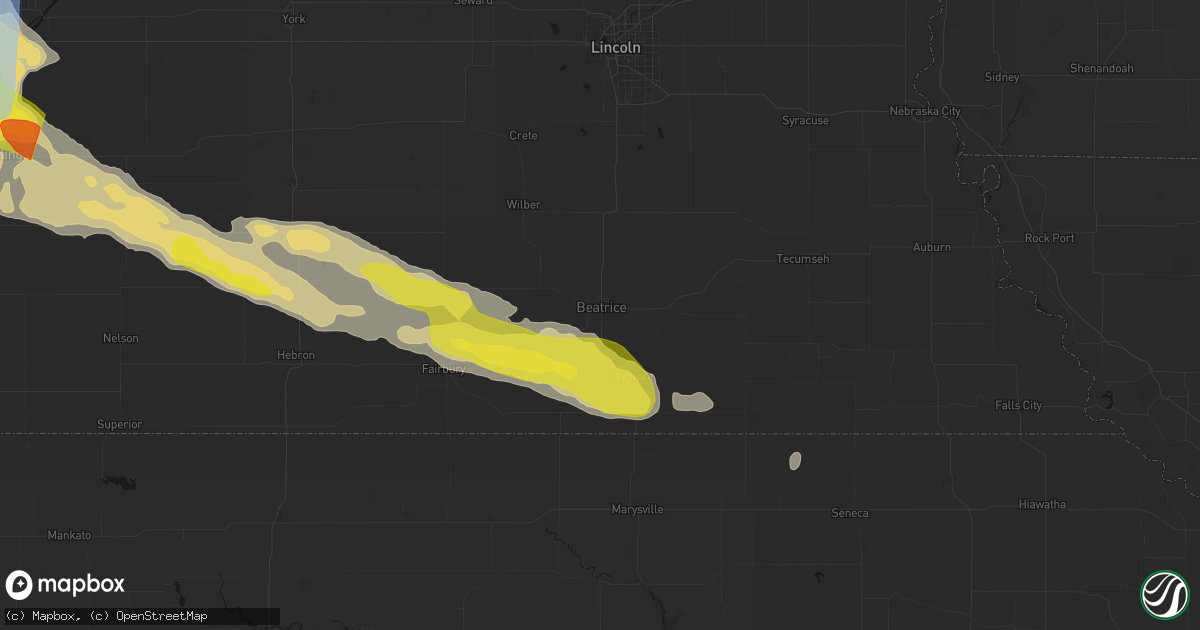 Hail map in Beatrice, NE on June 20, 2026