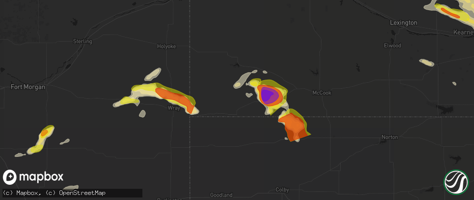 Hail map in Benkelman, NE on June 20, 2026