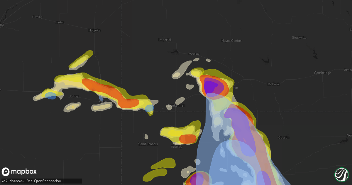 Hail map in Benkelman, NE on June 20, 2026
