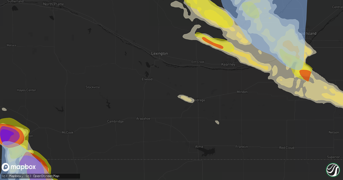 Hail map in Bertrand, NE on June 20, 2026