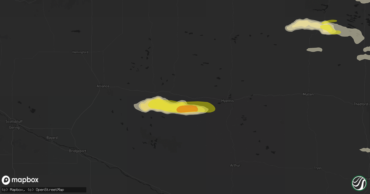 Hail map in Bingham, NE on June 20, 2026