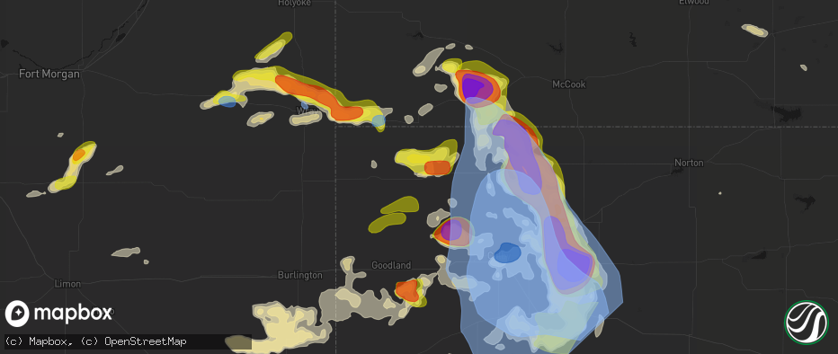 Hail map in Bird City, KS on June 20, 2026